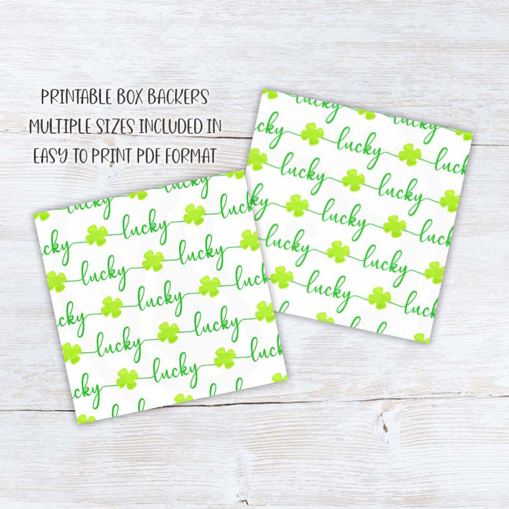 printable st patricks day lucky cookie box backers and liners