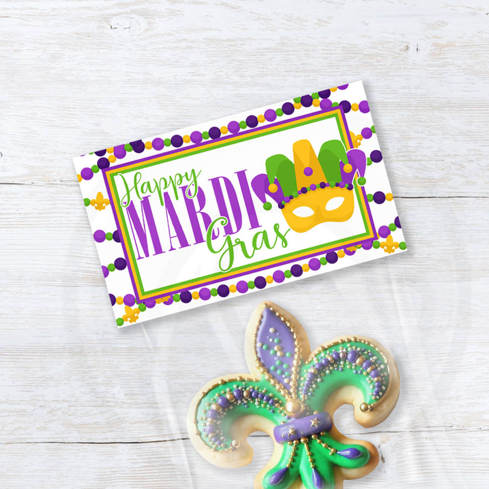 Mardi Gras Printable Treat Candy Cookie Party Favor Bag Toppers 2 Sizes