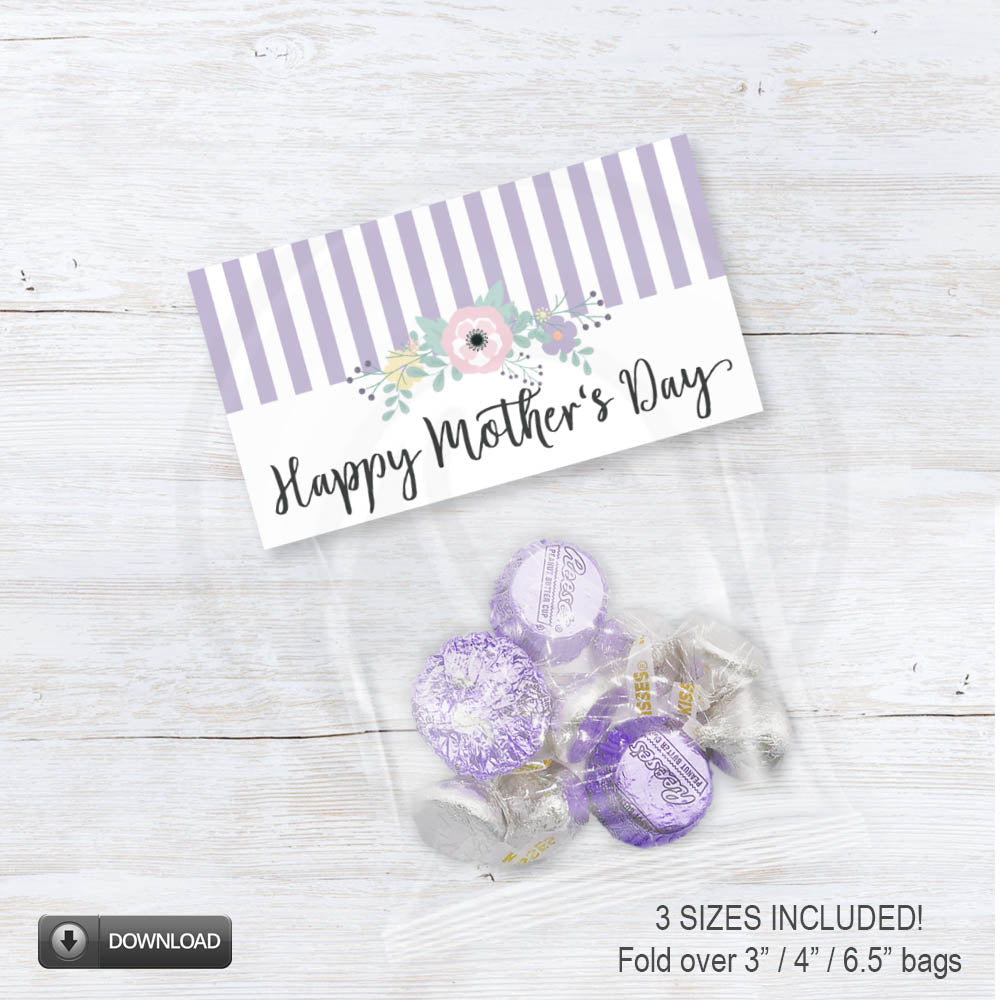 Mother’s Day Treat Bag Topper Printable – Floral Gift Tags (3 Sizes)