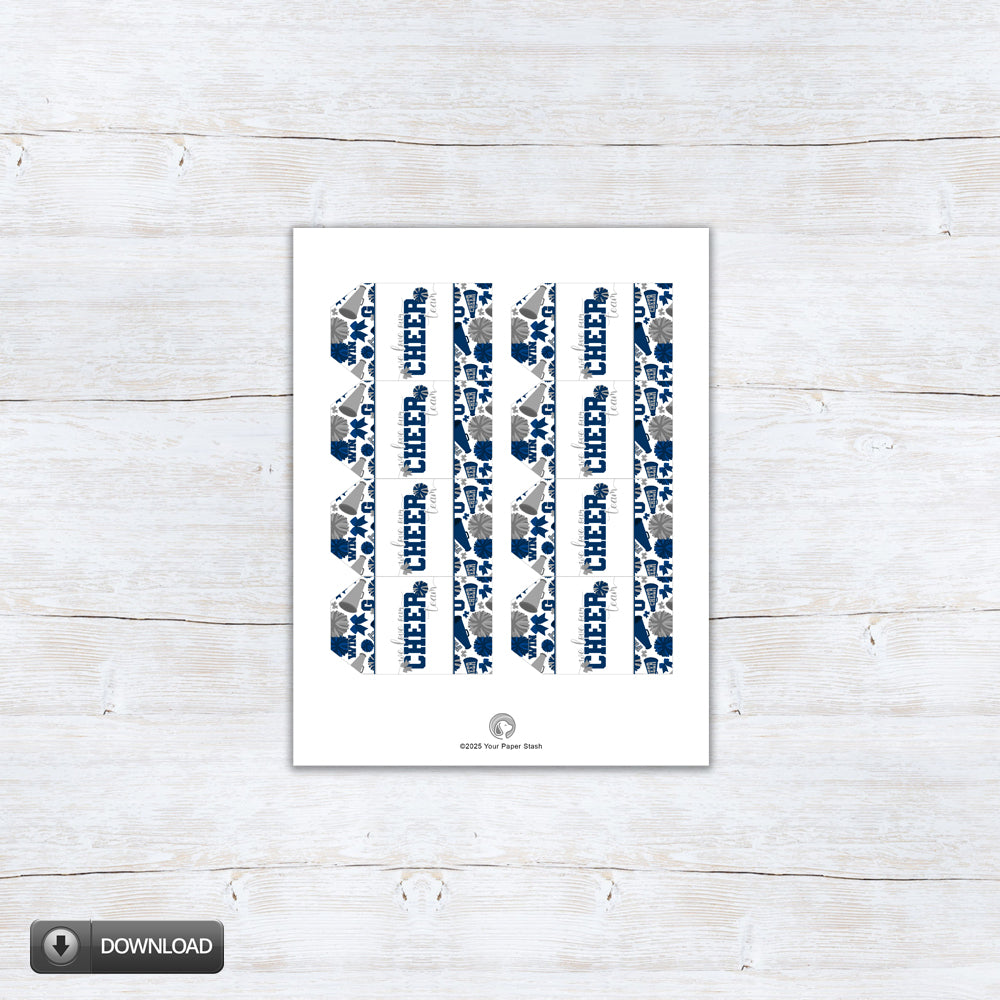 Navy Blue And Silver Cheer Team Printable Gift Tags Instant Download