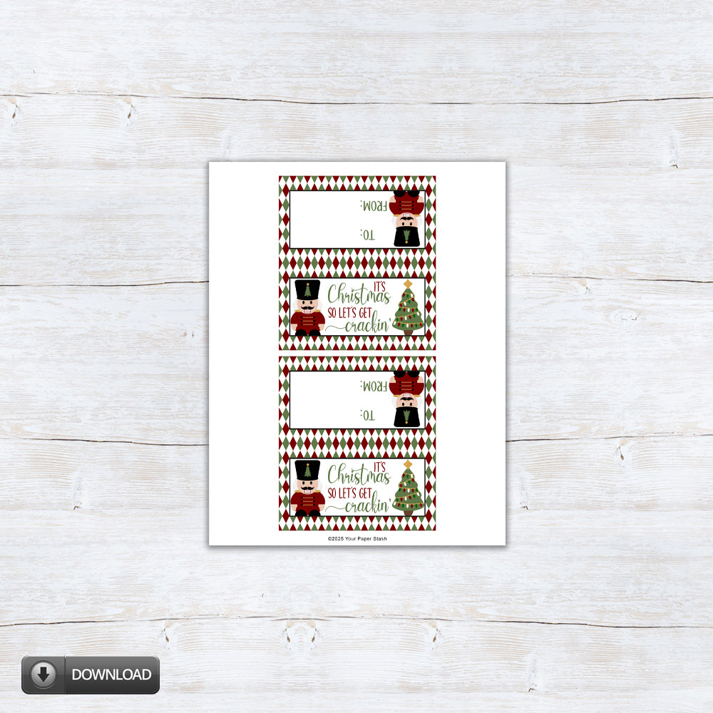 Christmas Nutcracker Let's Get Crackin Cookie Treat Bag Toppers