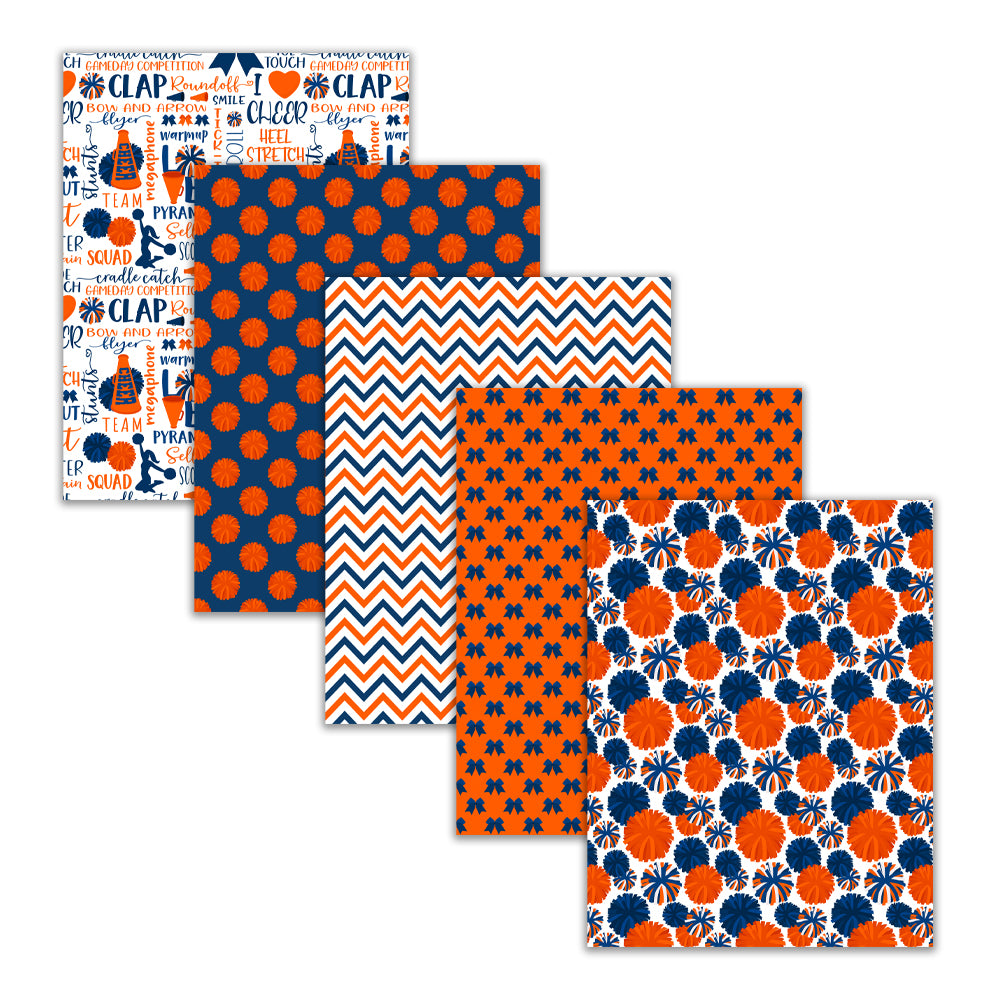 orange navy pom pom digital paper