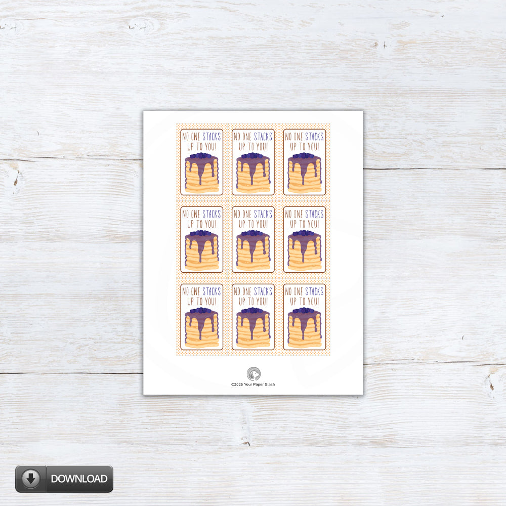 no one stacks up to you printable food pun gift tags