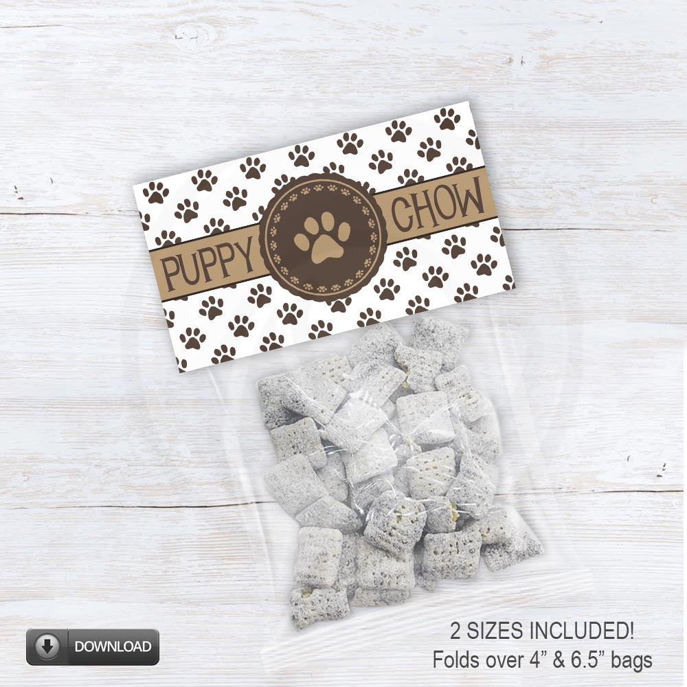 printable puppy party chow bag toppers