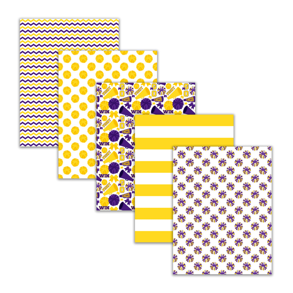 Printable Cheer Digital Scrapbook Paper Background Patterns Purple Yellow