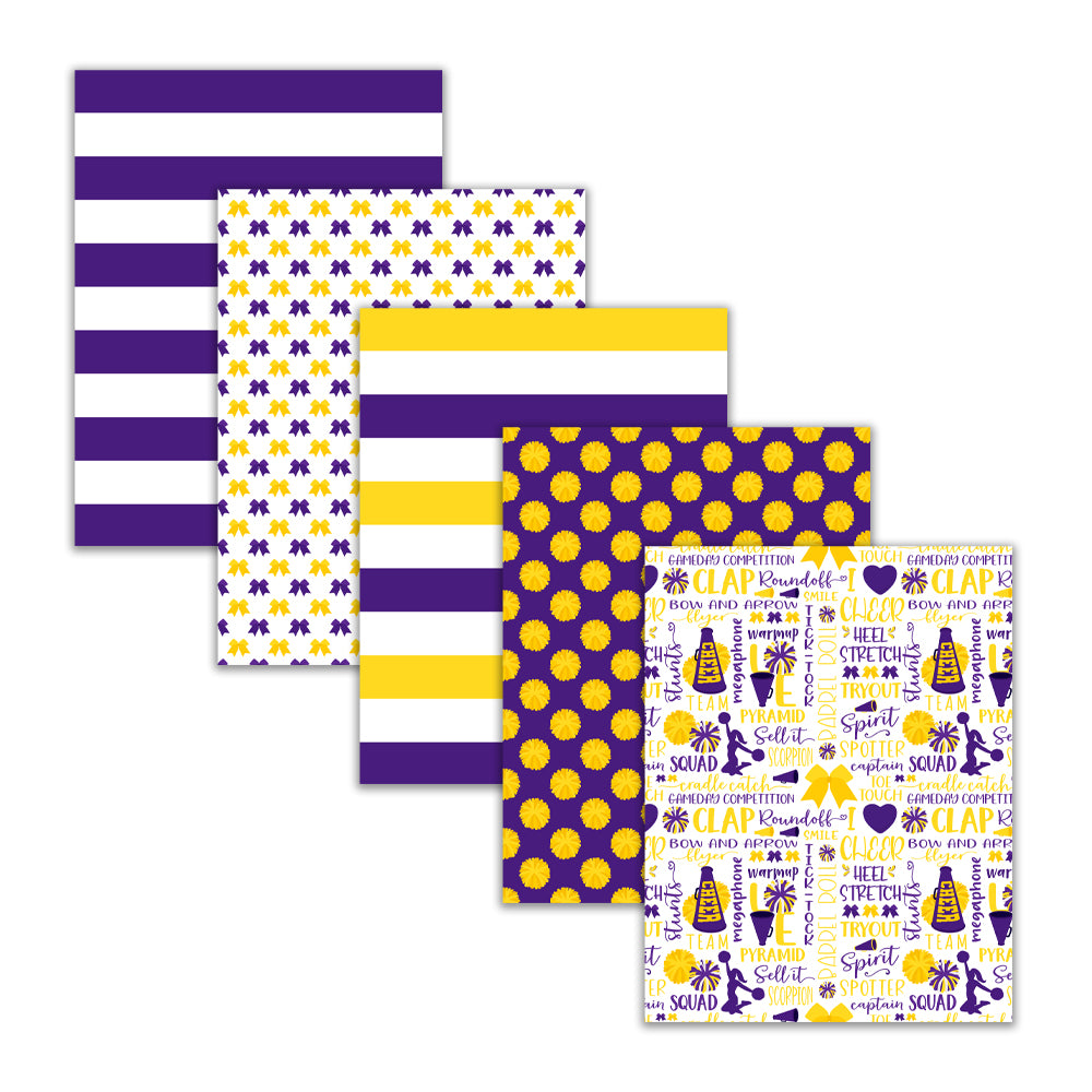 Printable Cheer Digital Scrapbook Paper Background Patterns Purple Yellow