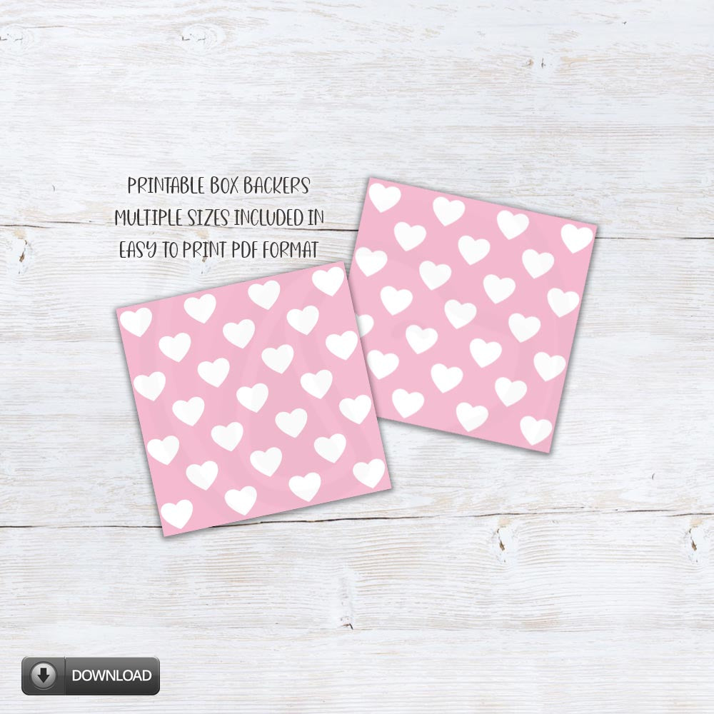 printable pink heart cookie card tags backers and box liners for weddings and valentines day