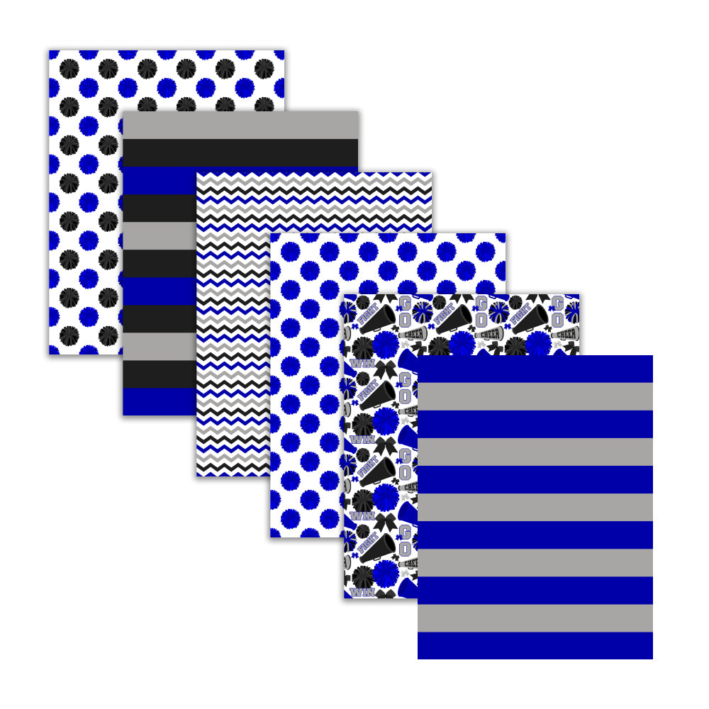Printable Royal Blue Cheerleader Seamless Digital Papers