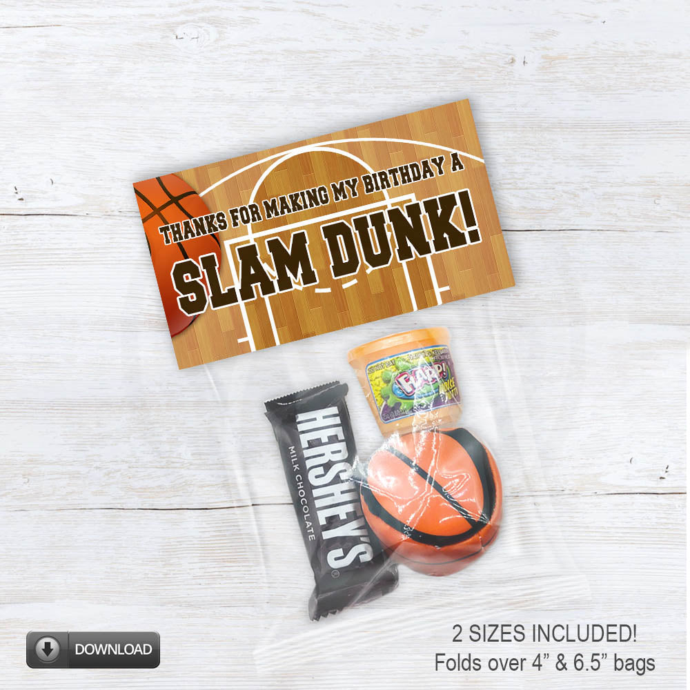 printable thanks for making my birthday a slam dunk treat bag toppers