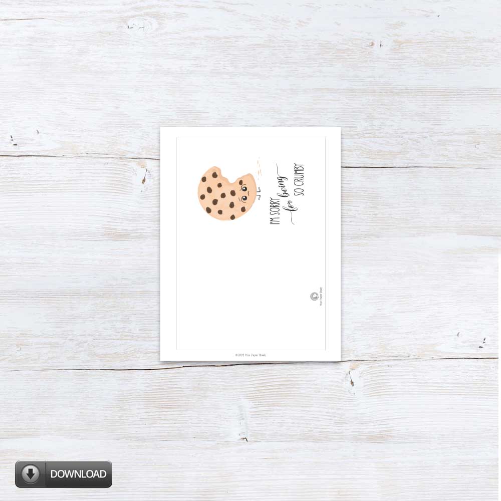 Printable Sorry Apology Card - Cute Apology Card With Cookie Food Pun