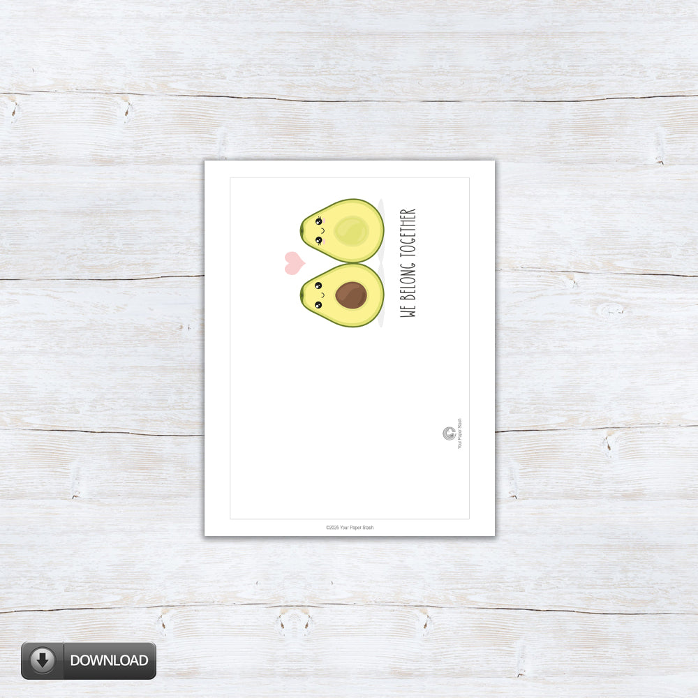 printable valentine cute kawaii food pun card
