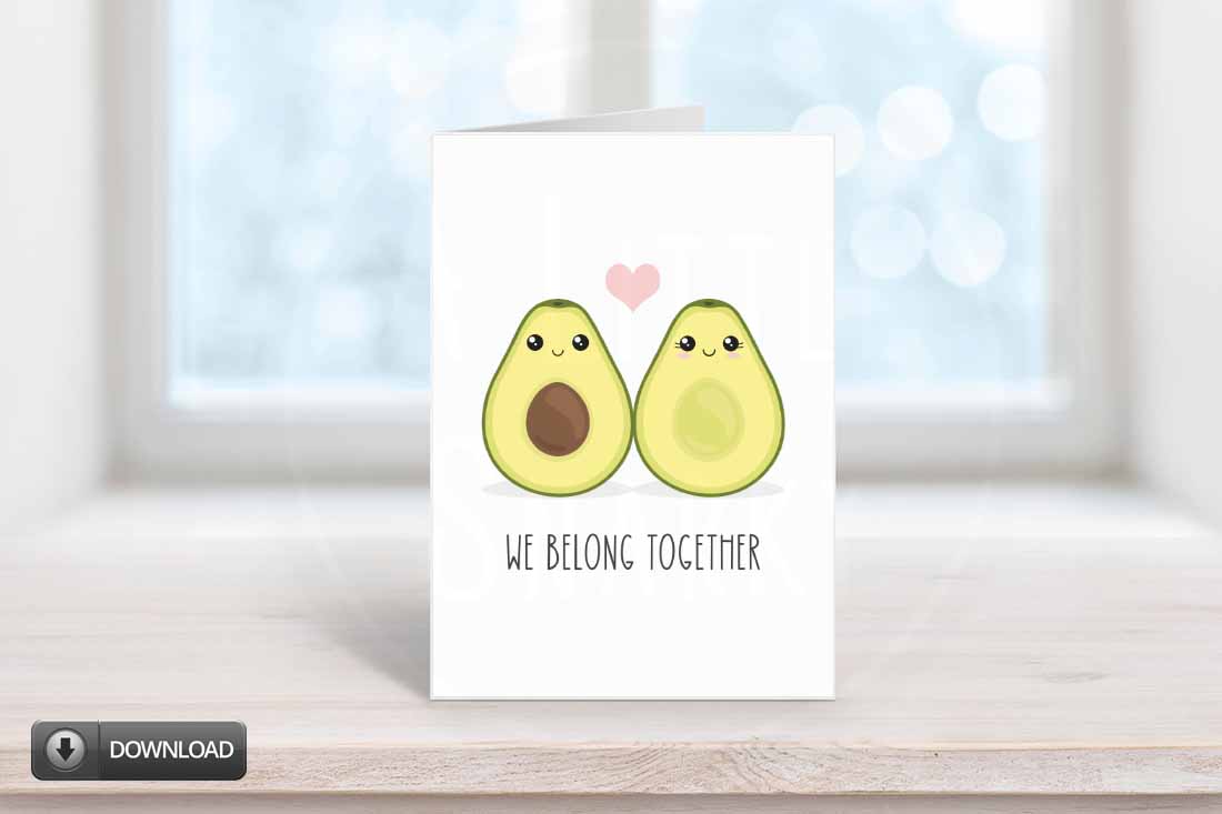 we belong together food pun card for anniversaries and valentines day printable download