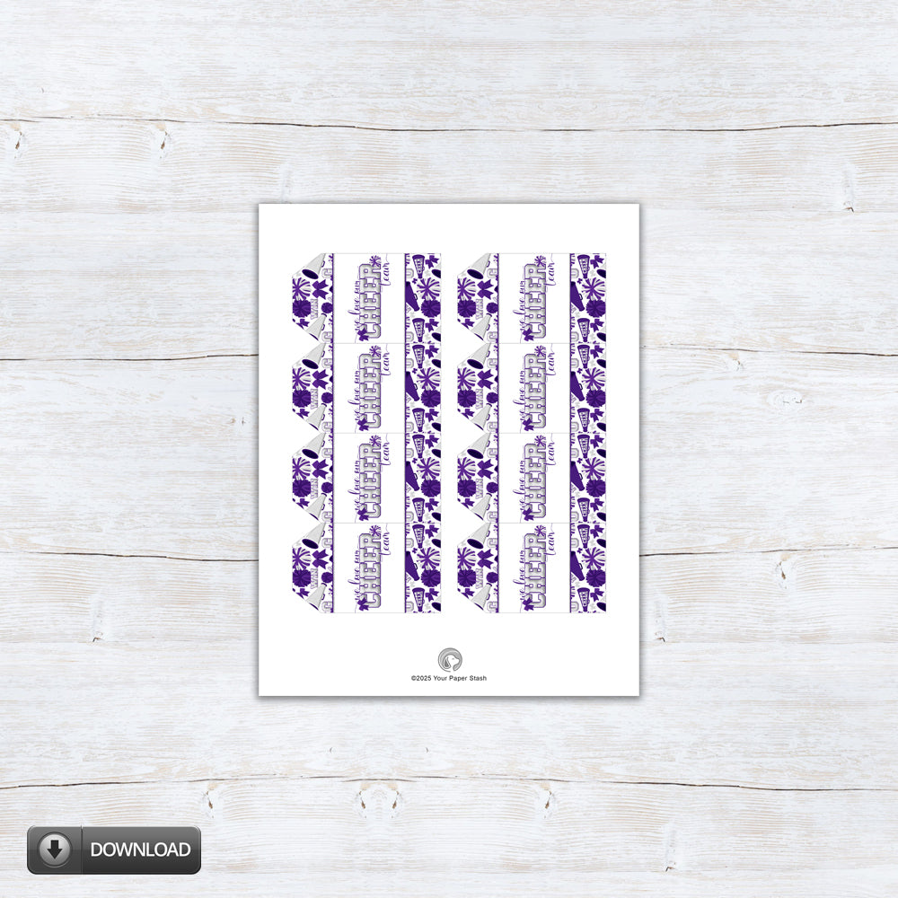 purple cheer team gift tags