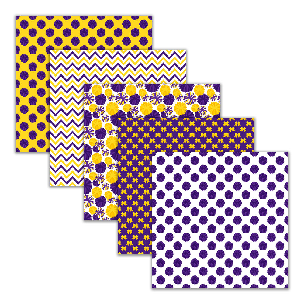 Cheer Digital Scrapbook Paper Seamless Background Patterns Purple Yellow