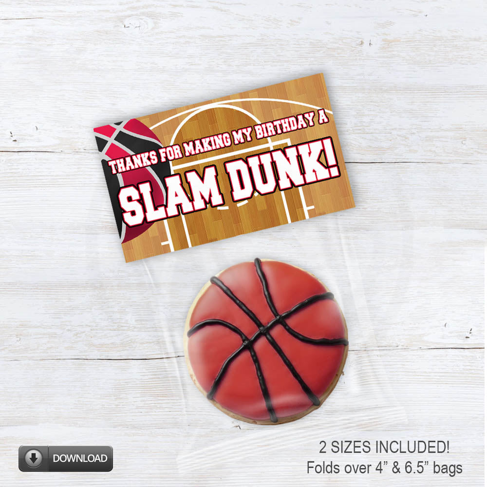 printable slam dunk basketball treat bag toppers