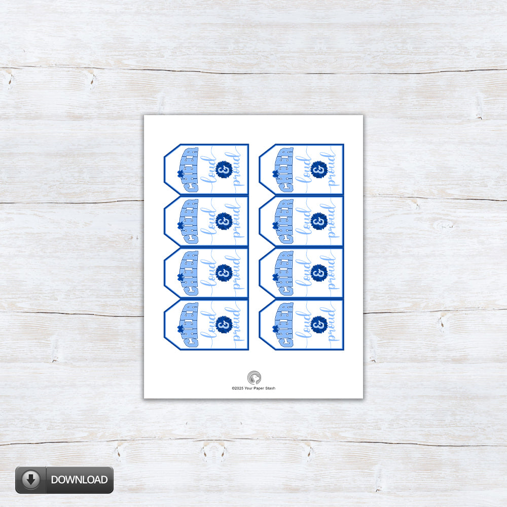 Royal Light Blue Cheerleading Printable Gift Tags