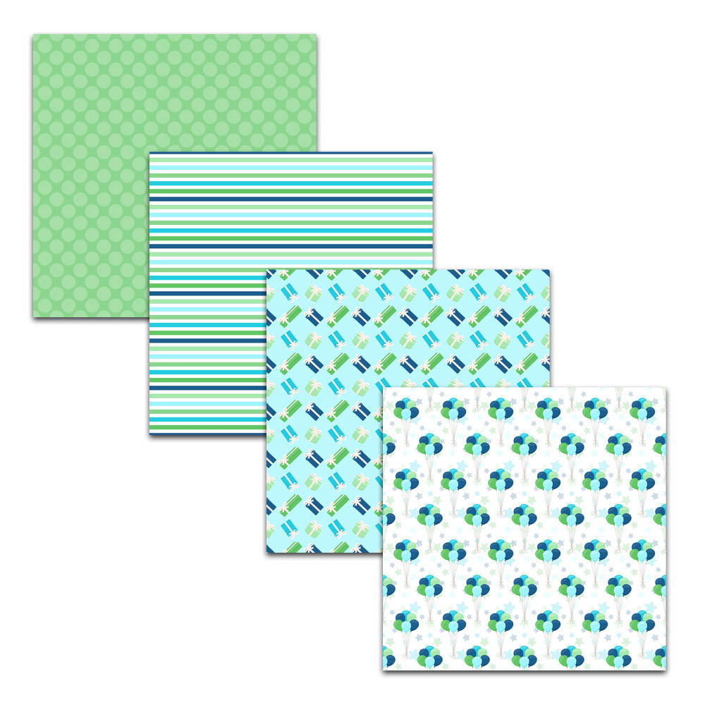 Boy Birthday 12x12 Digital Scrapbook Paper Patterns