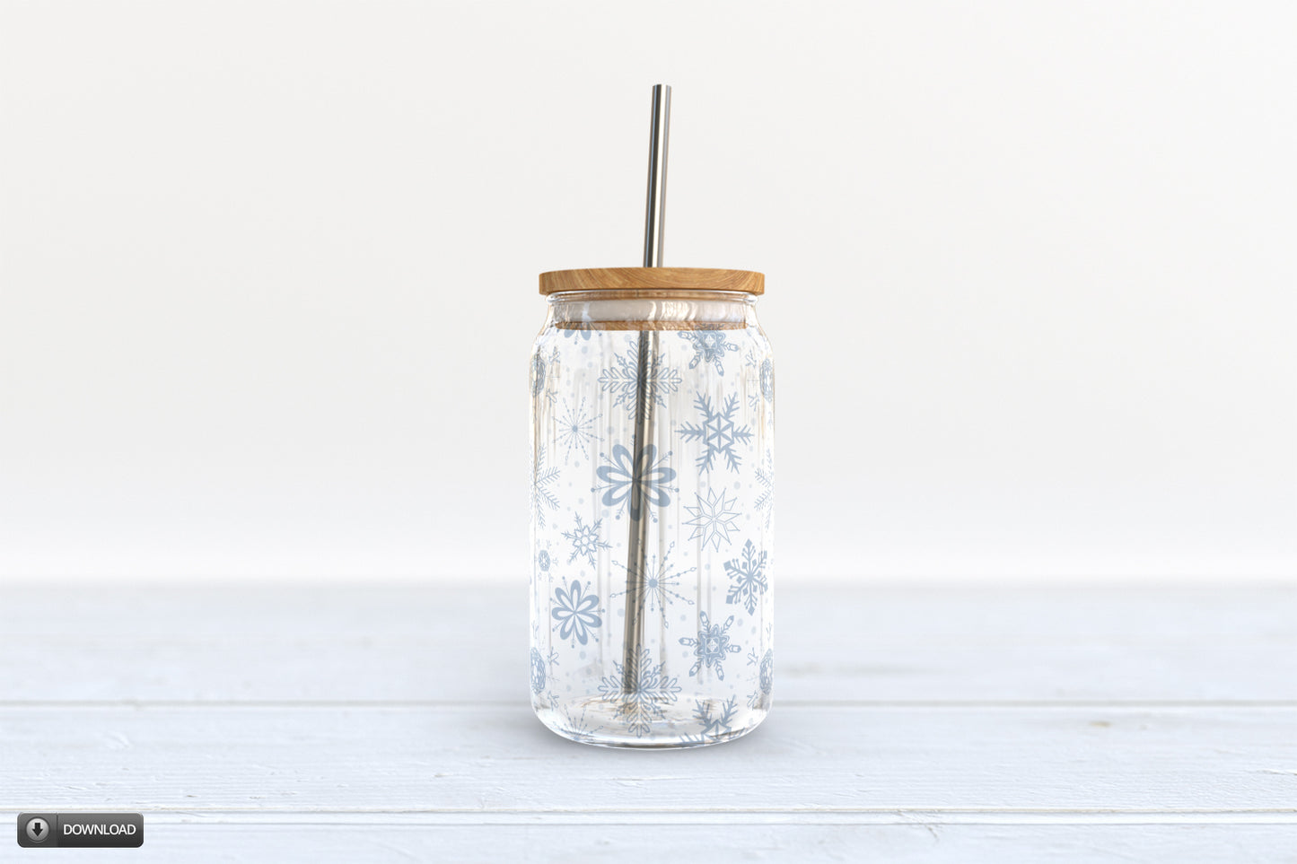 Winter Snowflake Beer Soda Can Glass Jar Wrap Sublimation