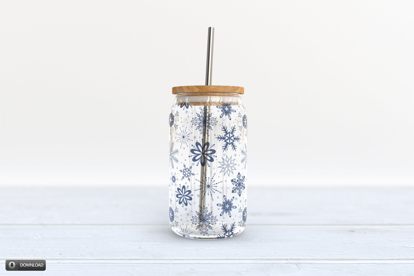 Winter Snowflake Beer Soda Can Glass Jar Wrap Sublimation