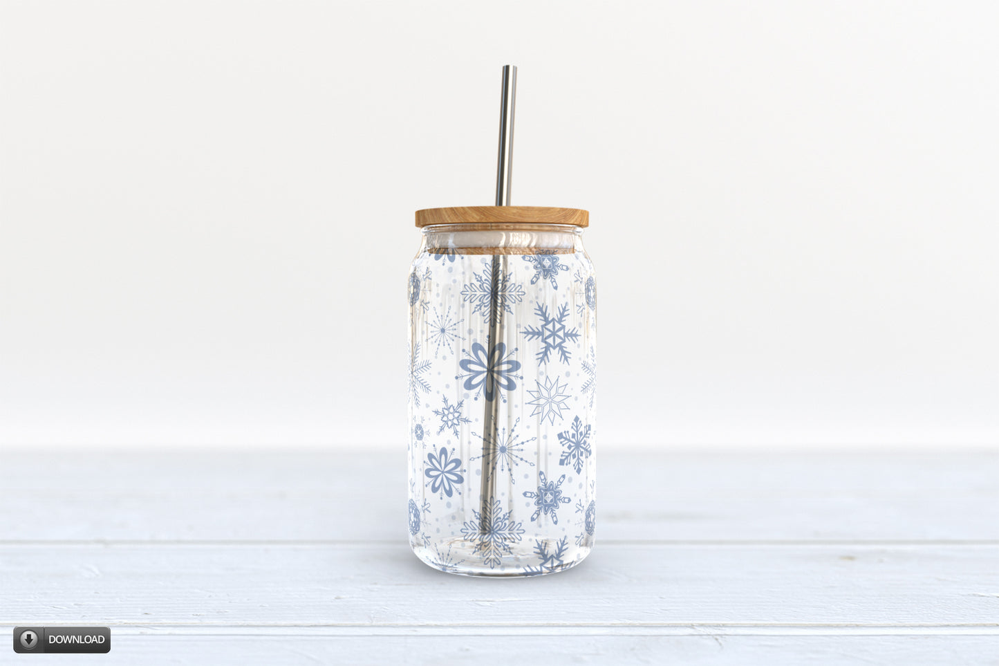 Winter Snowflake Beer Soda Can Glass Jar Wrap Sublimation