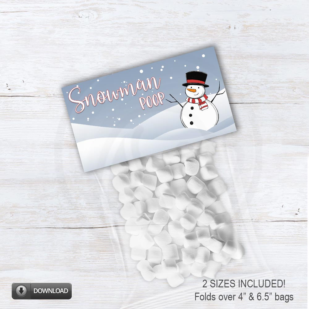 printable Snowman poop bag toppers