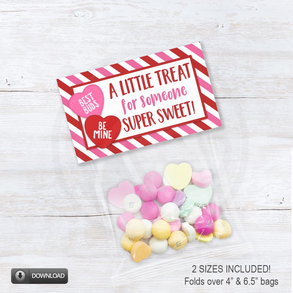 printable conversation heart treat bag toppers - instant download - 2 sizes