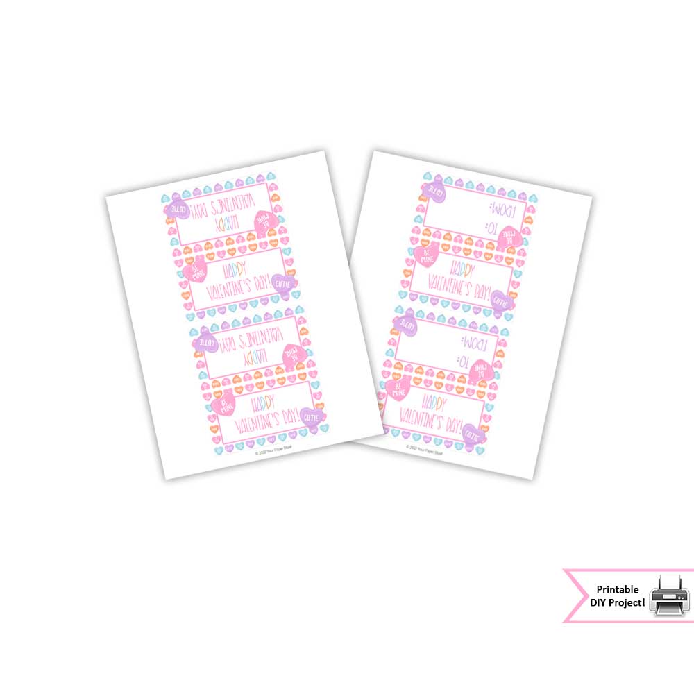 Valentine's Day Conversation Heart Treat Bag Toppers