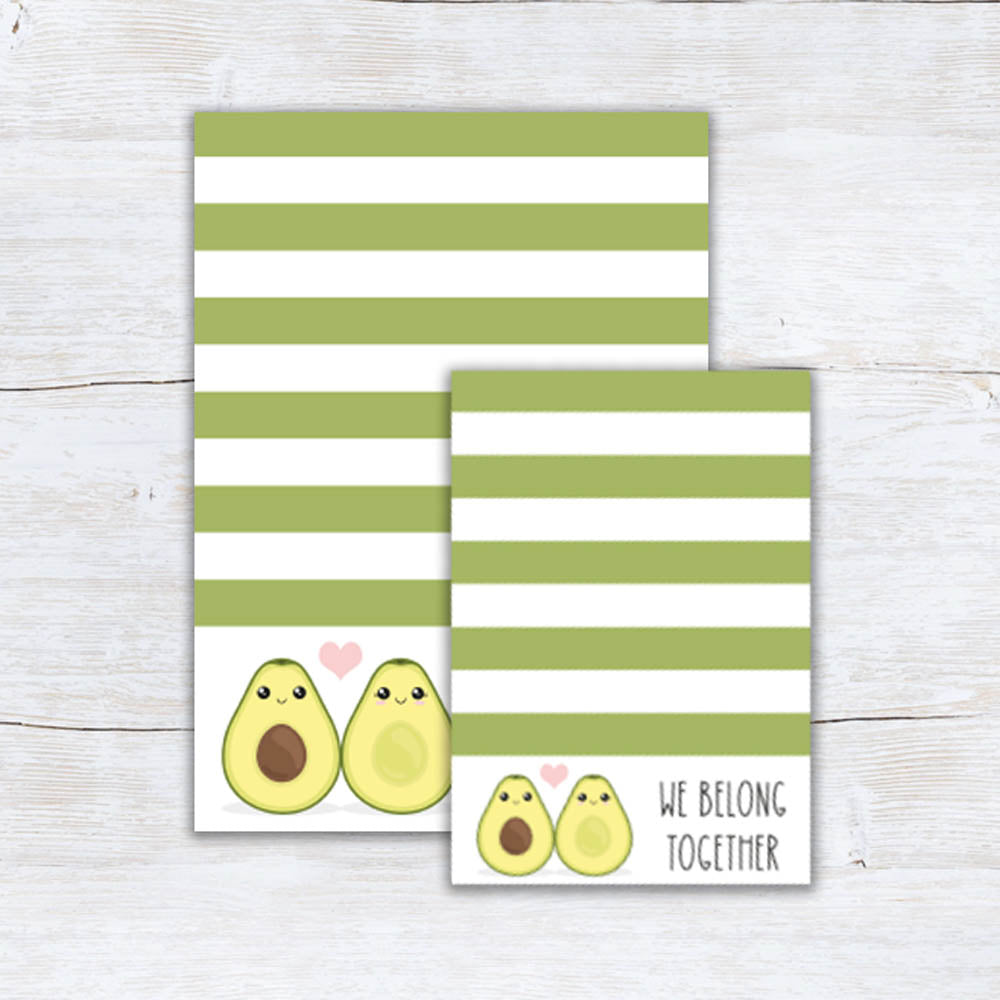 we belong together avocado cookie and note cards for valentine's day and anniversary
