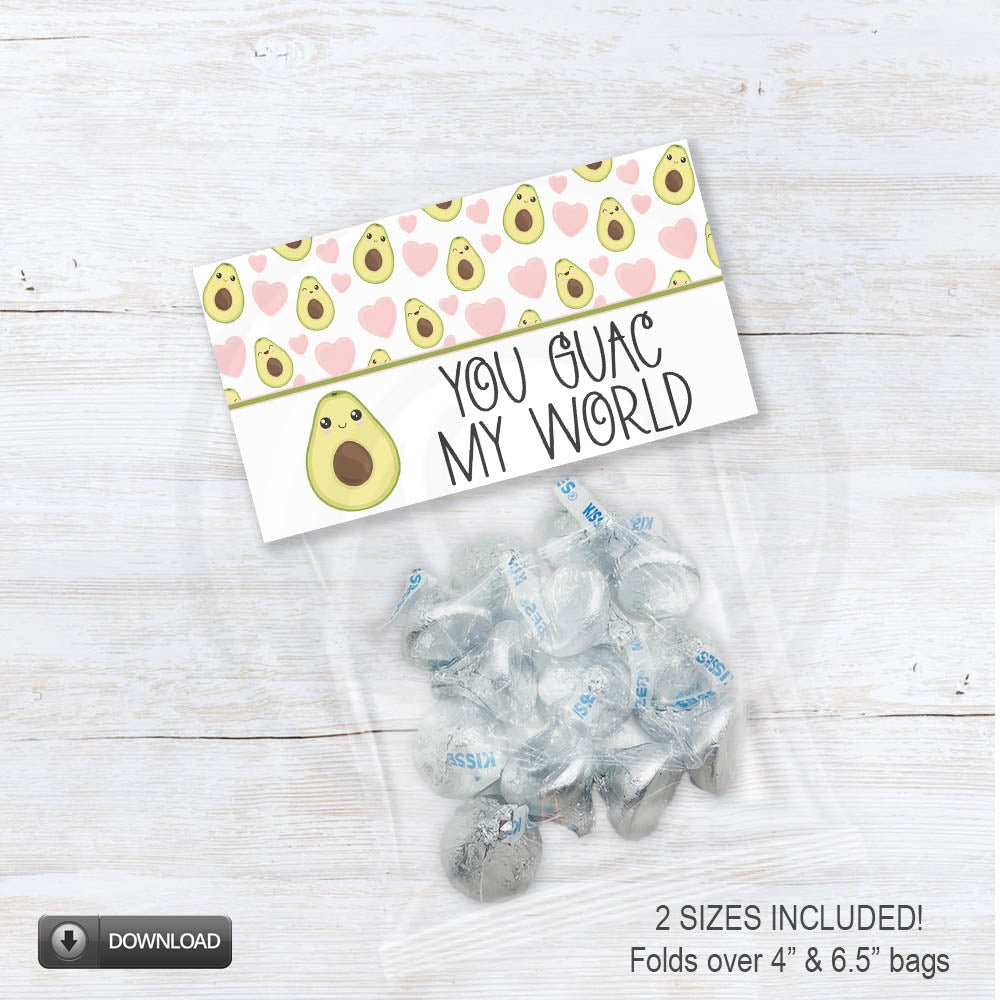 printable kids valentine food pun treat bag toppers