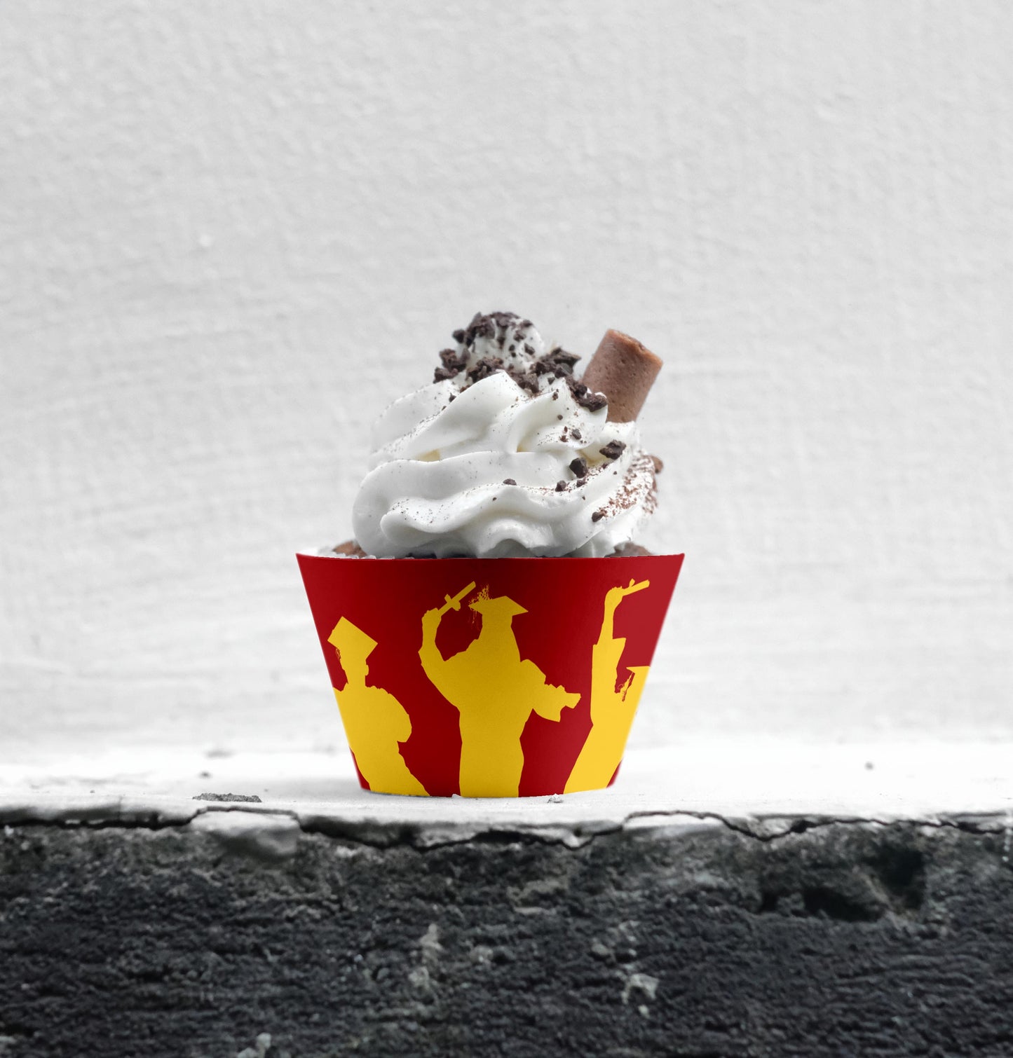 Printable Red Yellow Graduation Cupcake Wrappers