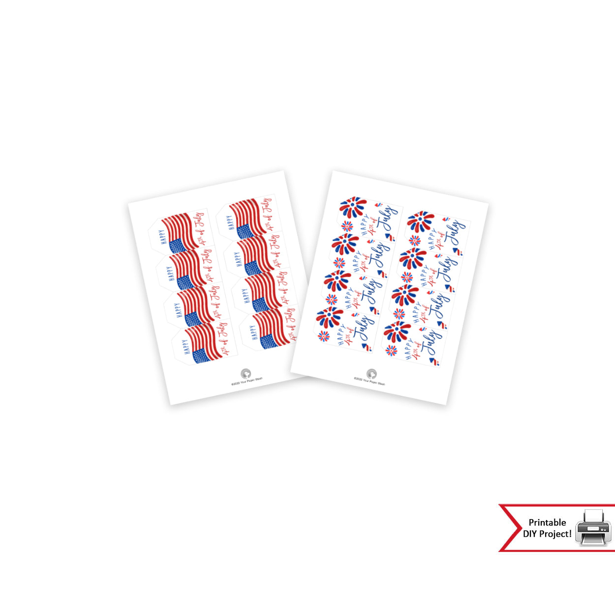 Printable 4th of July American Flag Gift Tags