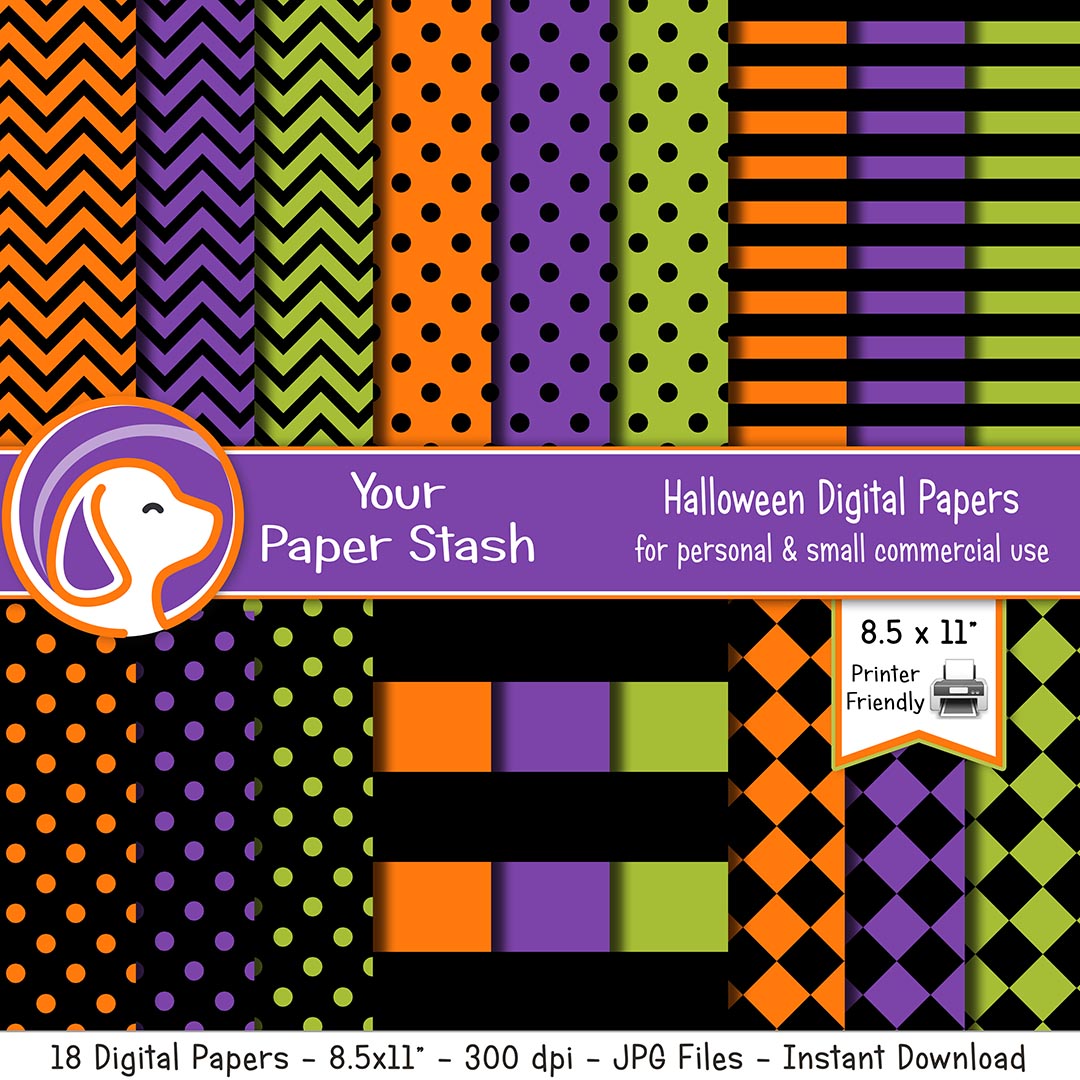halloween digital papers and backgrounds orange purple green black
