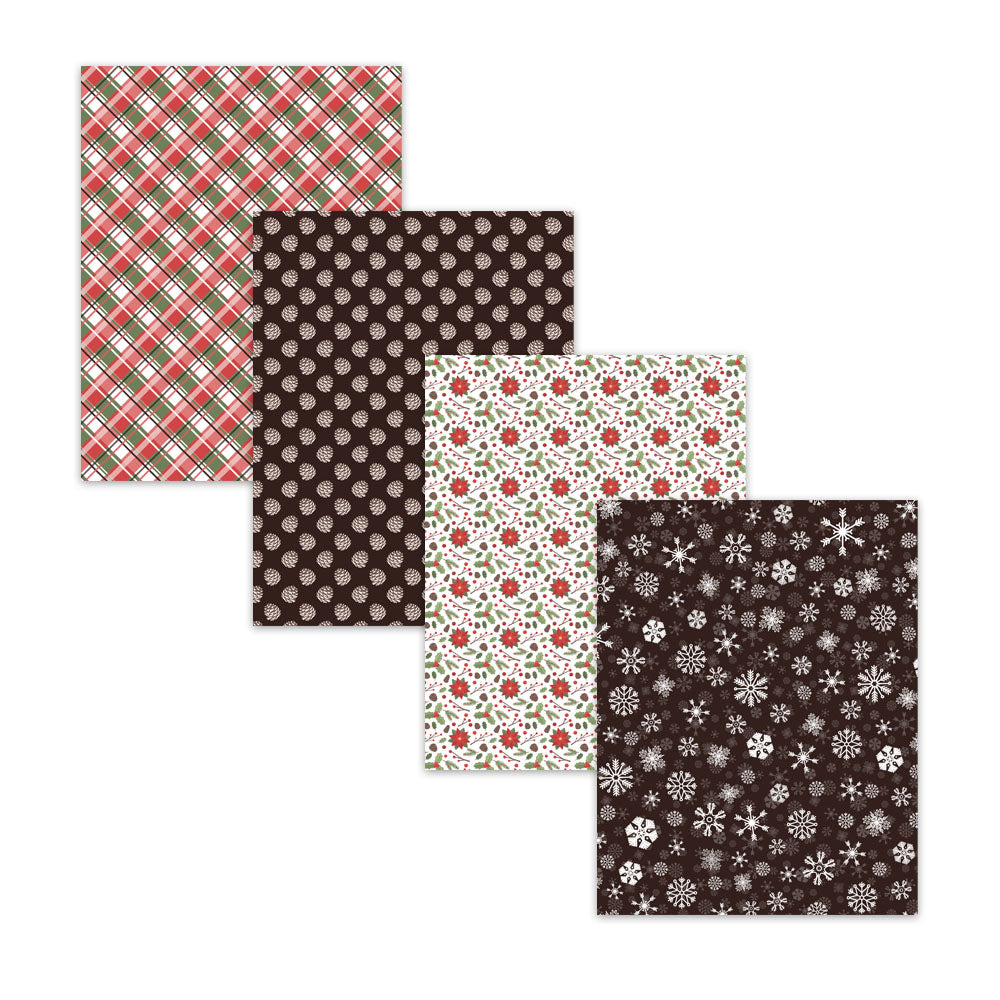 8.5x11" Poinsettia Christmas Digital Scrapbook Papers