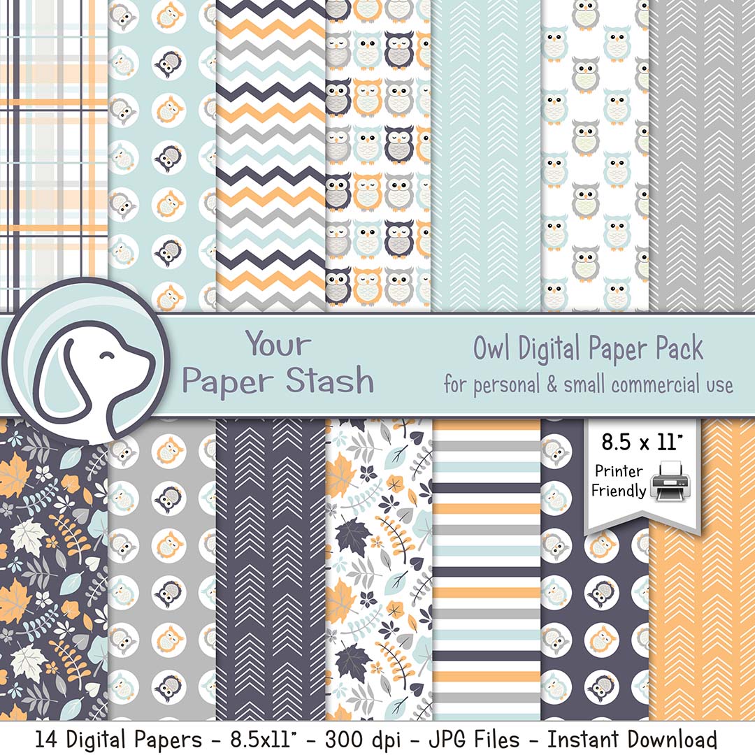 owl woodland arrow leaf leaves digital scrapbook paper baby shower gender reveal birthday scrapbook scrapbooking papers backgrounds digital art designs download