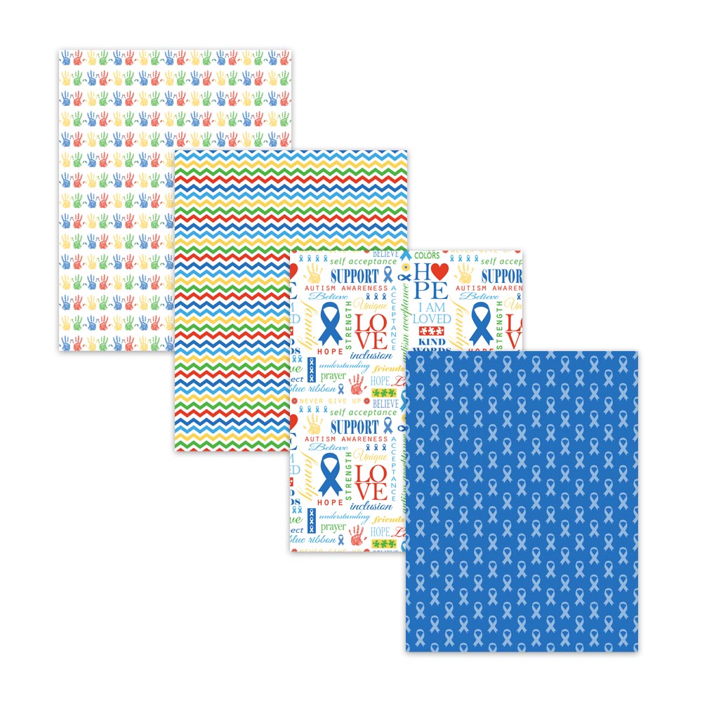 Printable Autism Awareness Blue Ribbon Digital Scrapbook Paper Backgrounds