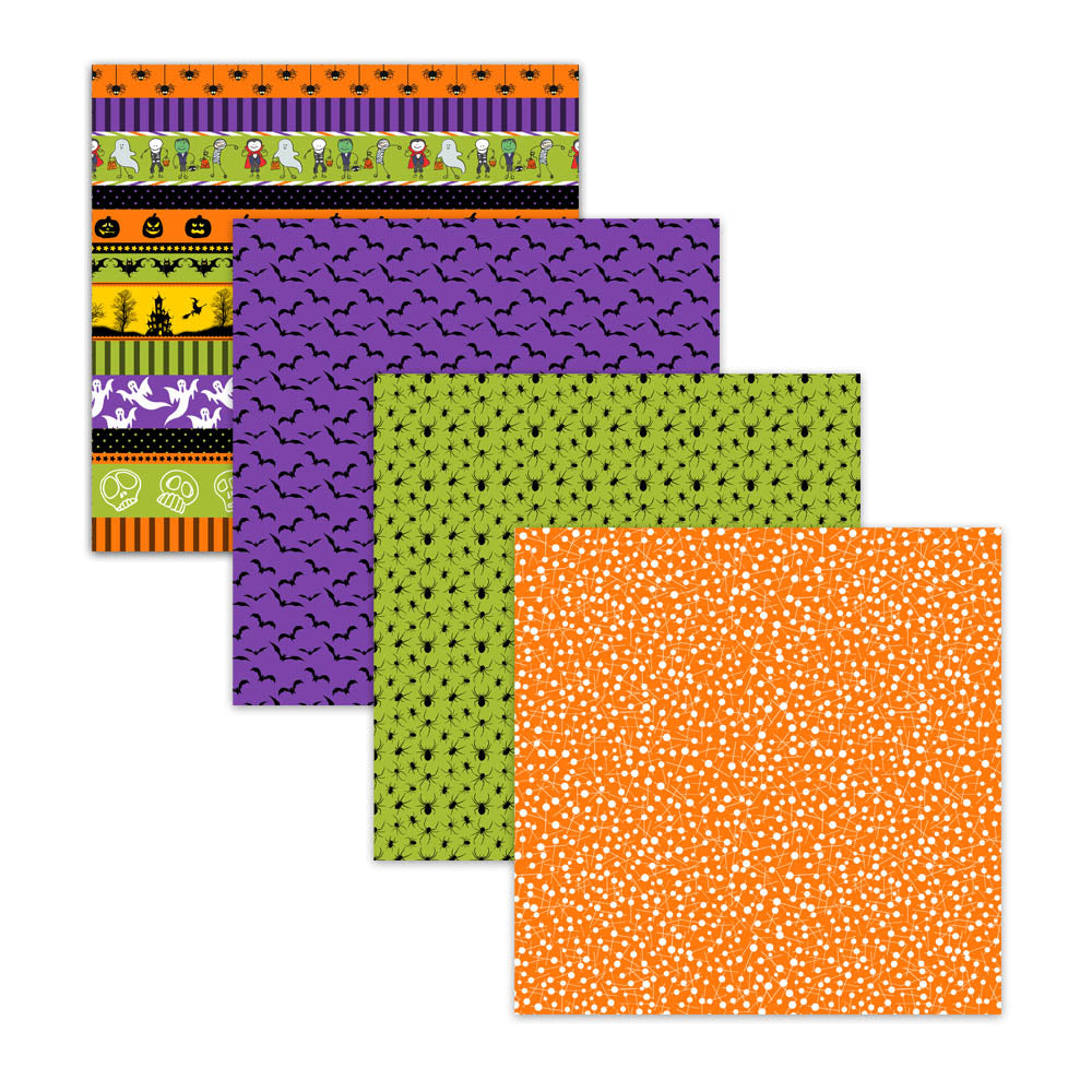 Halloween Digital Scrapbook Paper Pack w/ Ghosts Pumpkins Bats