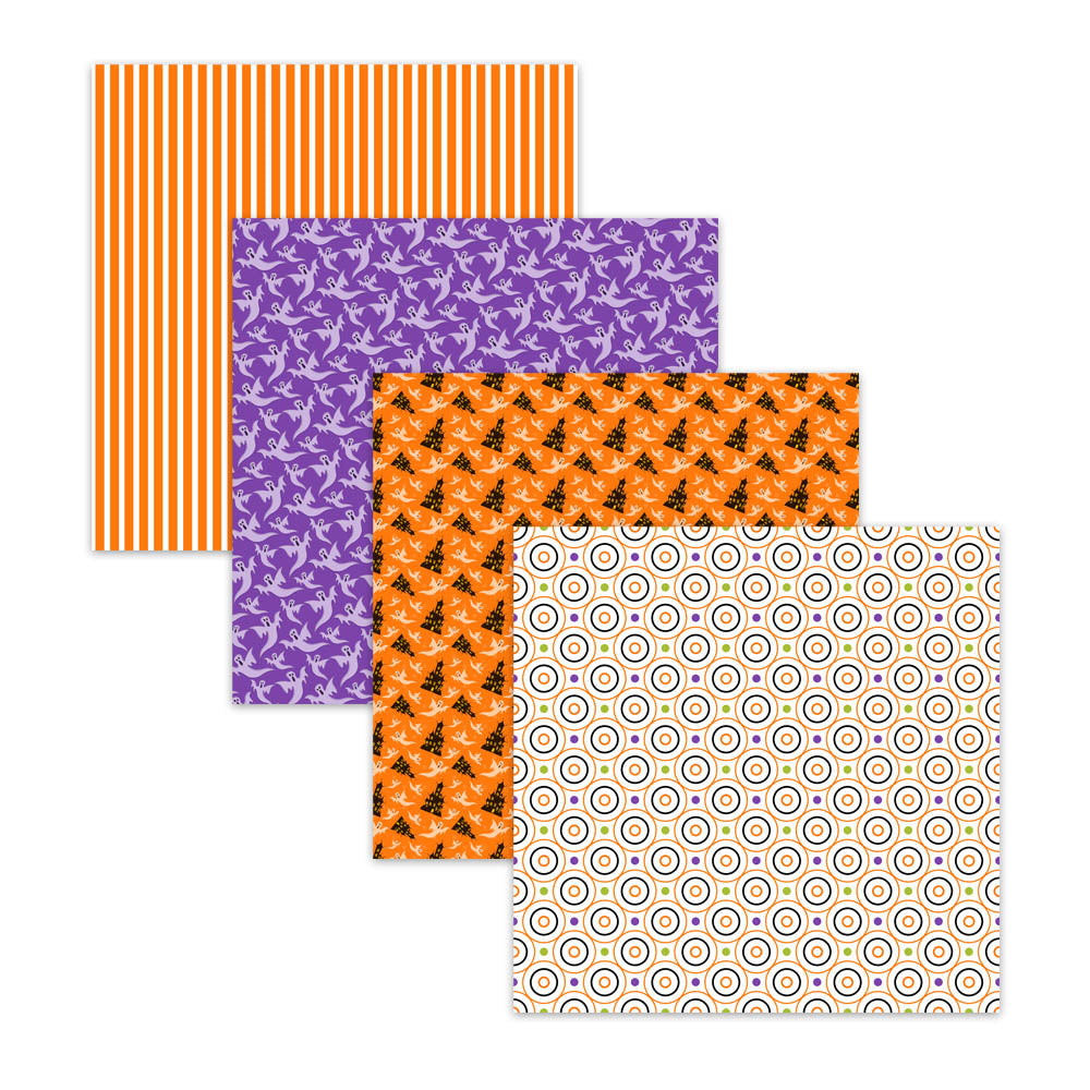 Halloween Digital Scrapbook Paper Pack w/ Ghosts Pumpkins Bats