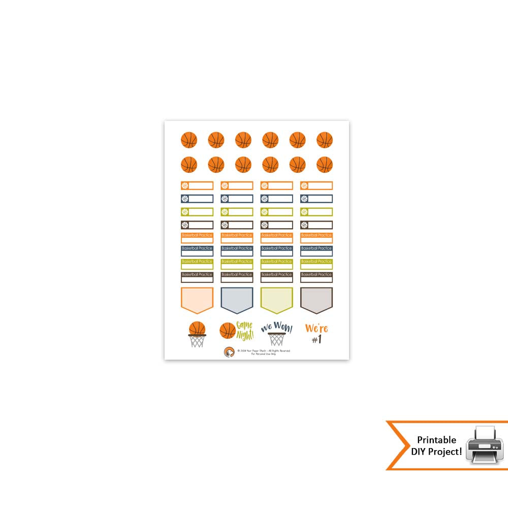 FREE Printable Basketball Themed Planner And Calendar Stickers