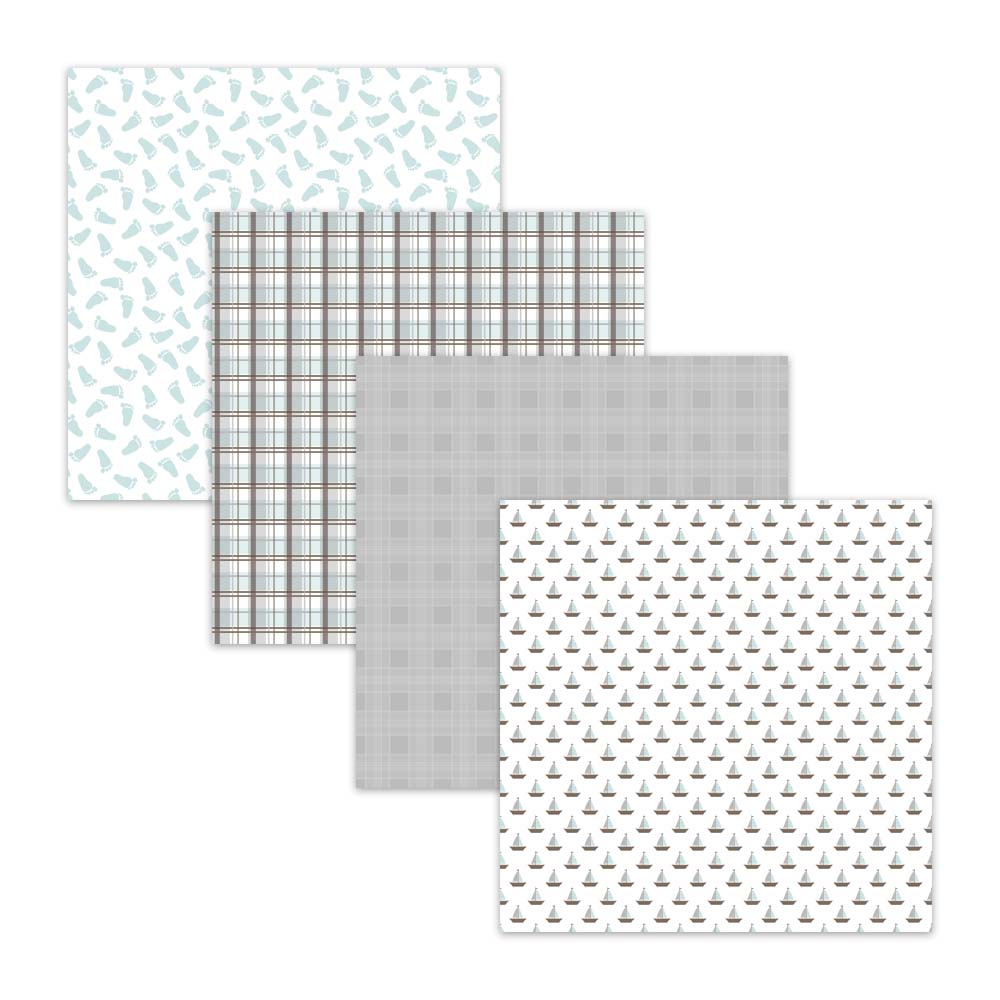 baby boy footprint scrapbook paper plaid backgrounds sailboat nautical papers baby boy birthday scrapbooking designs