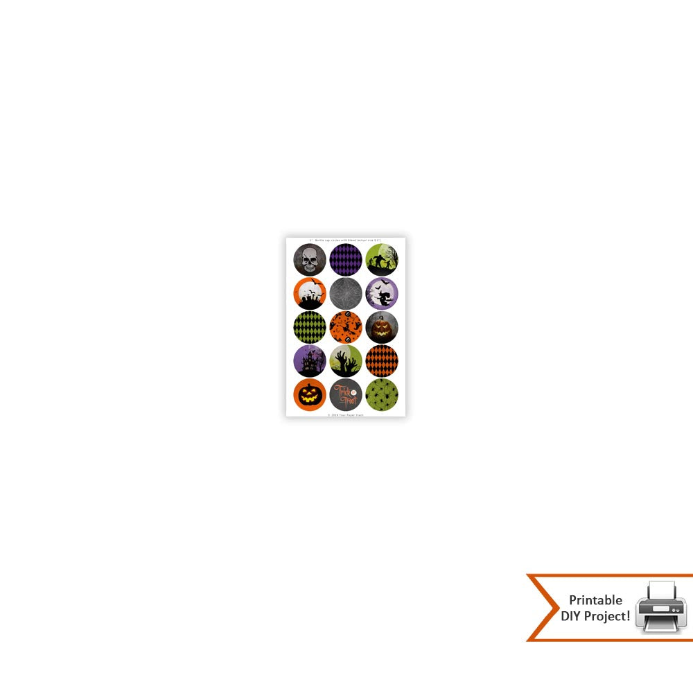 Halloween Bottle Cap Images for Buttons and Stickers