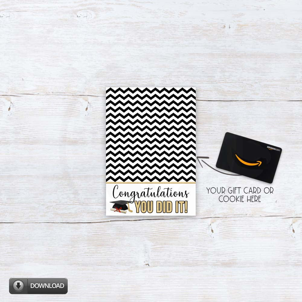 Printable Black Gold Graduation Card