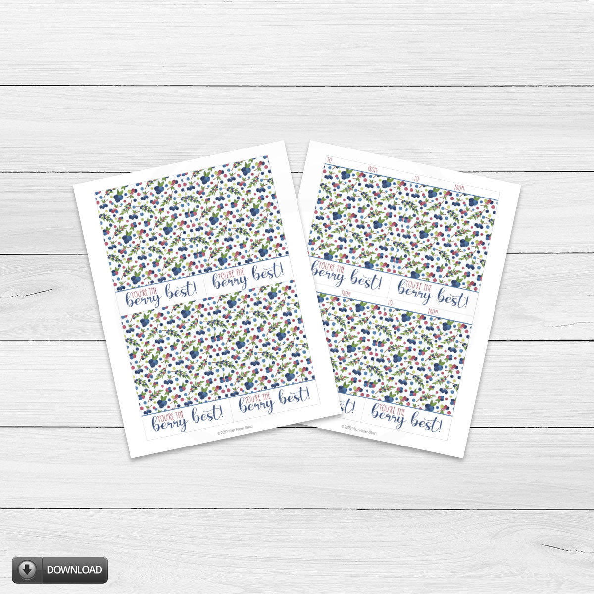 blueberry mini cookie card printable, food pun cards