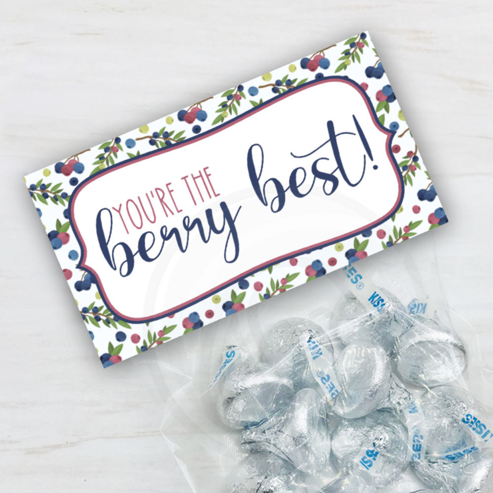 you're the berry best teacher appreciation week bag topper, blueberry food pun cookie bag topper