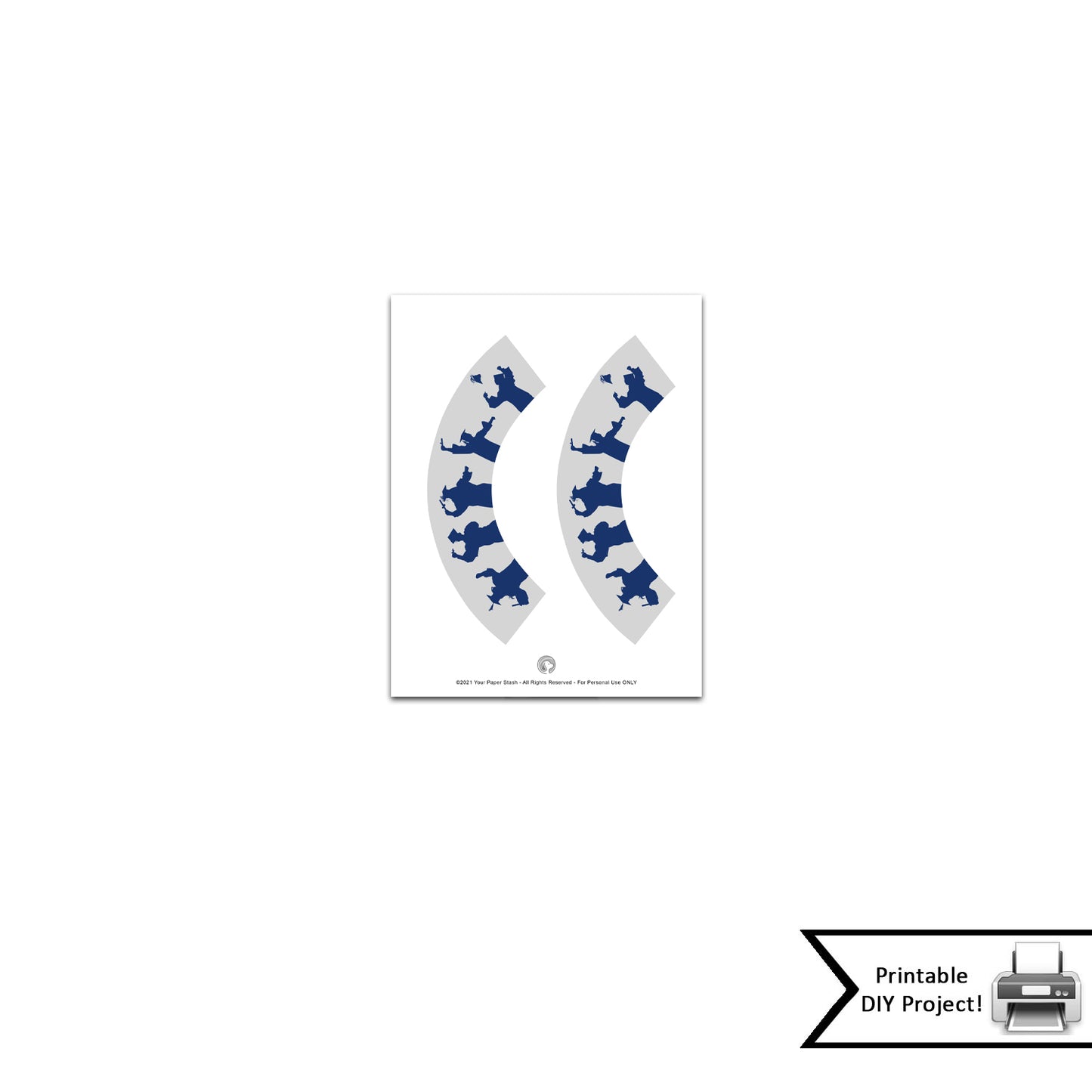 Blue Gray Graduation Printable Cupcake Wrappers for Open House