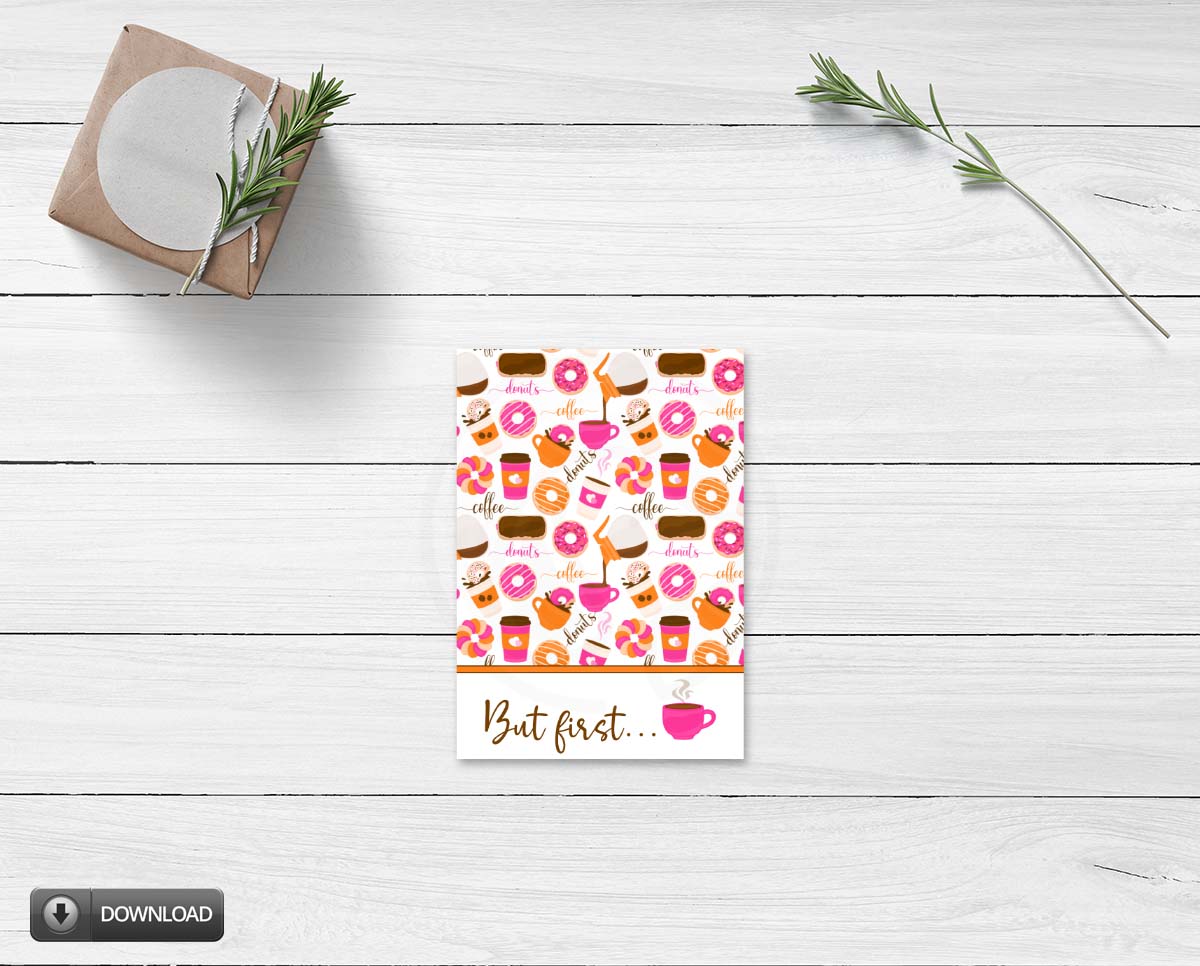 Coffee and Donut Mini Cookie Card Printable