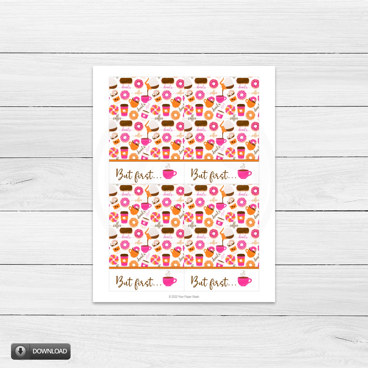 printable coffee and donut teacher note cards