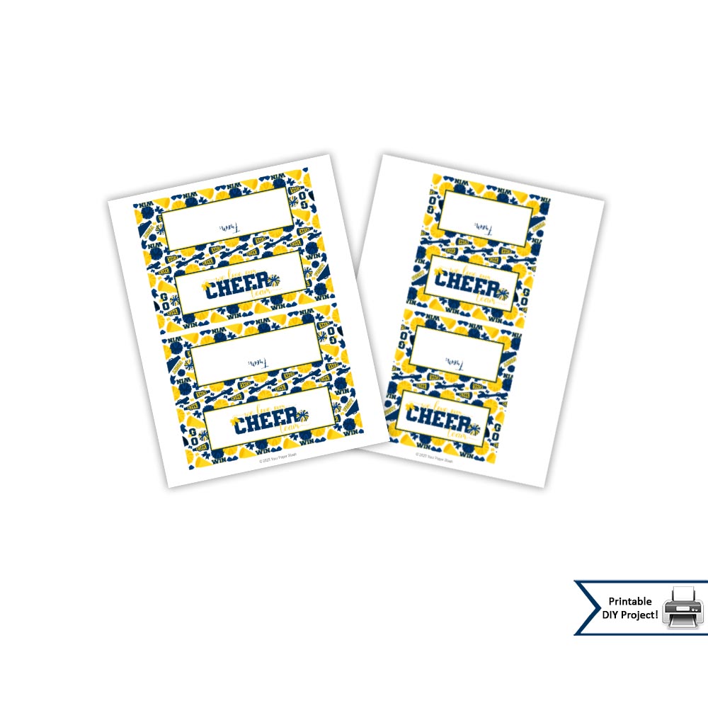 Printable Blue Yellow Cheer Team Bag Toppers