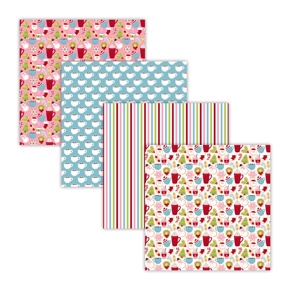 Retro Christmas Cookies and Cocoa Digital Scrapbook Paper