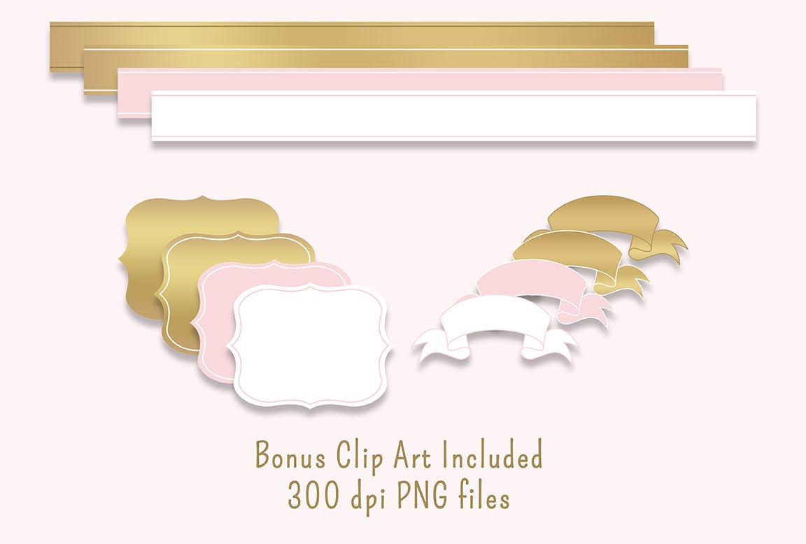 Pink Blush and Gold Digital Papers and Backgrounds