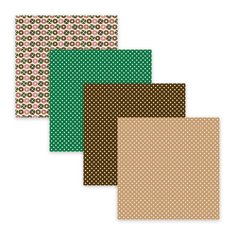 doughnut donut digital scrapbooking papers,green brown polka dot digital paper pack